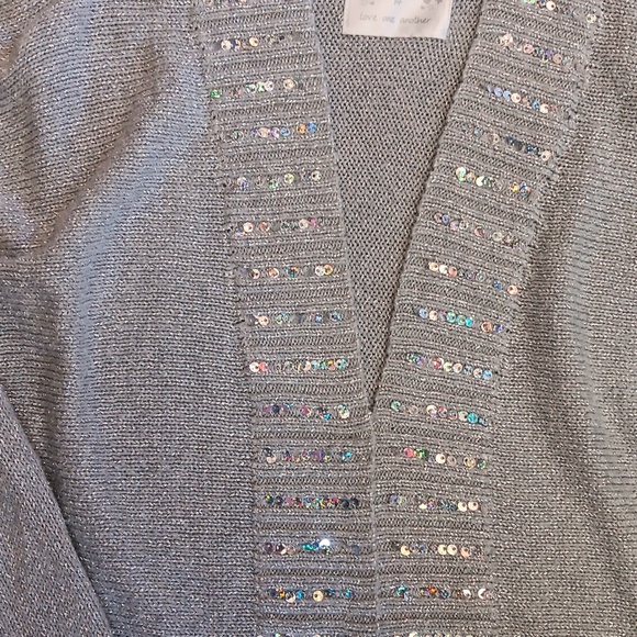 Justice silver open front sweater with sequins - Picture 2 of 4